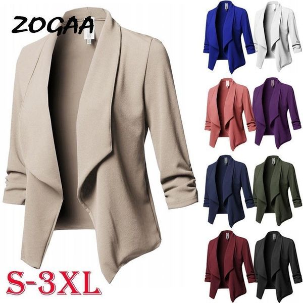 women's suits & blazers zogaa blazer women fashion solid color 3/4 sleeve open jacket slim simple casual, White;black
women's suits & blazers zogaa blazer women fashion solid color 3/4 sleeve open jacket slim simple casual, White;black