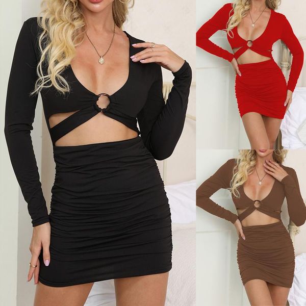 casual dresses mini bodycon dress women's v-neck metal cut out slim long sleeve hip skirt evening party kobieta sukienka, Black;gray
casual dresses mini bodycon dress women's v-neck metal cut out slim long sleeve hip skirt evening party kobieta sukienka, Black;gray