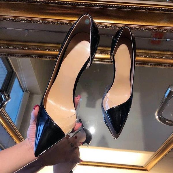dress shoes est mixed leather patchwork high heel black patent clear pvc pointed toe cut-out shallow women pump
dress shoes est mixed leather patchwork high heel black patent clear pvc pointed toe cut-out shallow women pump