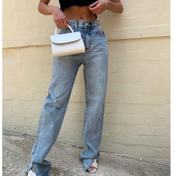women's high waist washed jeans 2021 spring all-match loose casual split straight denim trousers eyv2, Blue
women's high waist washed jeans 2021 spring all-match loose casual split straight denim trousers eyv2, Blue