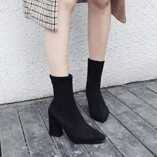 boots women's ankle flock pointed toe square heel shoes ladies short boot female autumn elegant comfortable shoe, Black
boots women's ankle flock pointed toe square heel shoes ladies short boot female autumn elegant comfortable shoe, Black