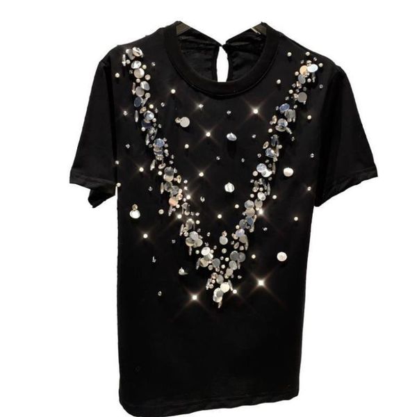 women's t-shirt summer cotton tassels sequins loose fashion high-quality t-shirts 2021 round neck short-sleeved, White
women's t-shirt summer cotton tassels sequins loose fashion high-quality t-shirts 2021 round neck short-sleeved, White