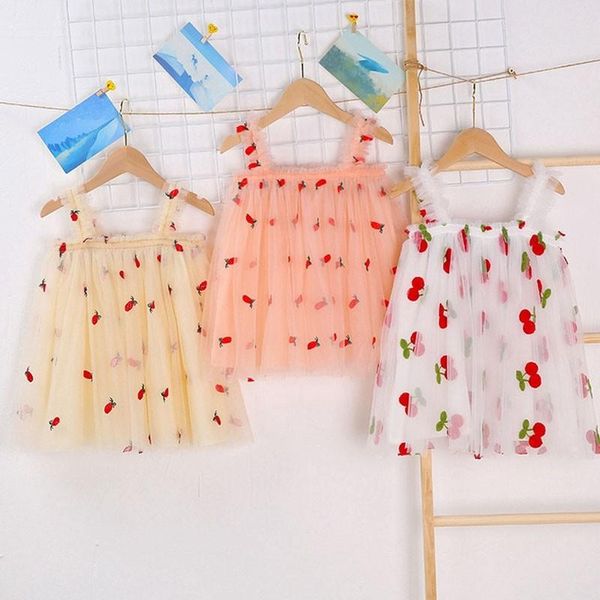 baby girls sling embroidered cherry print girl sweet dress summer children princess fashion girl's dresses, Red;yellow
baby girls sling embroidered cherry print girl sweet dress summer children princess fashion girl's dresses, Red;yellow