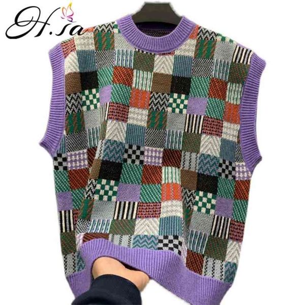 women spring sleeveless sweater vests off shouler retro plaid knitted jumpers oversized chic streetwear colorful 210430, White;black
women spring sleeveless sweater vests off shouler retro plaid knitted jumpers oversized chic streetwear colorful 210430, White;black
