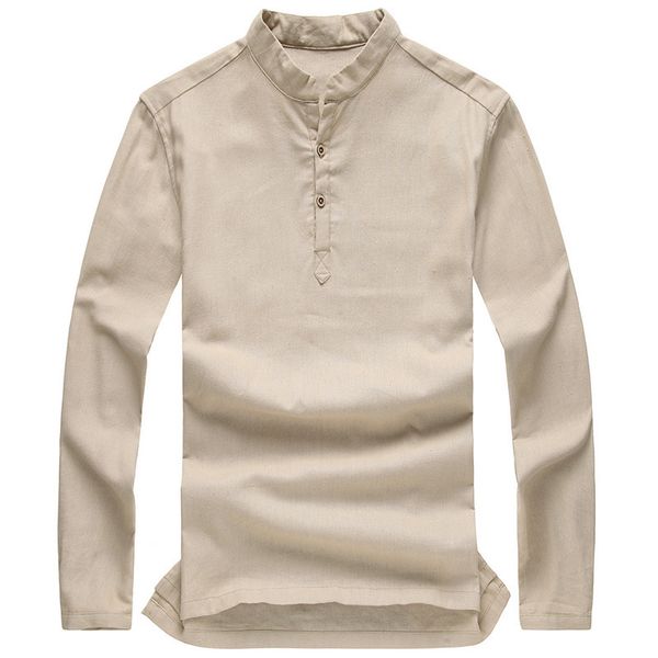 quality fashion men's pullover shirt long sleeve linen shirts stand mandarin collarless shirt for men casual camisas manga longa 210518, White;black
quality fashion men's pullover shirt long sleeve linen shirts stand mandarin collarless shirt for men casual camisas manga longa 210518, White;black