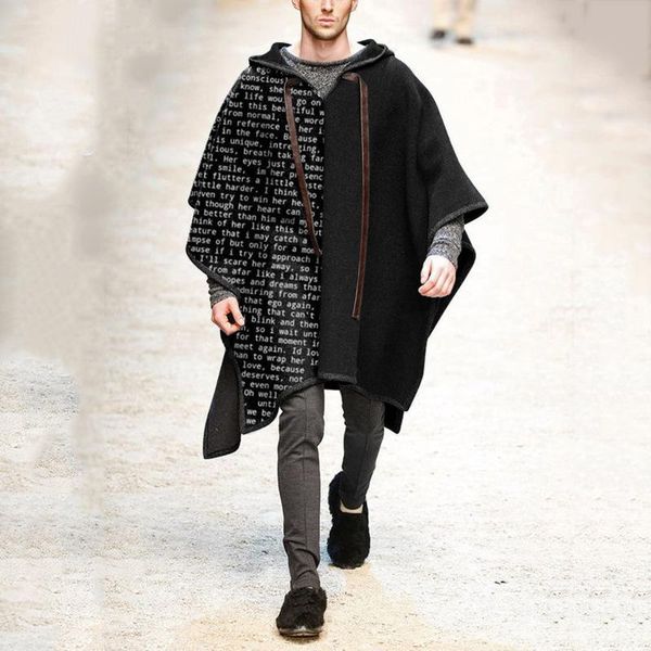 men's wool & blends fashion men cloak coats cape woollen hooded jackets solid color streetwear autumn winter poncho irregular overcoat, Black
men's wool & blends fashion men cloak coats cape woollen hooded jackets solid color streetwear autumn winter poncho irregular overcoat, Black