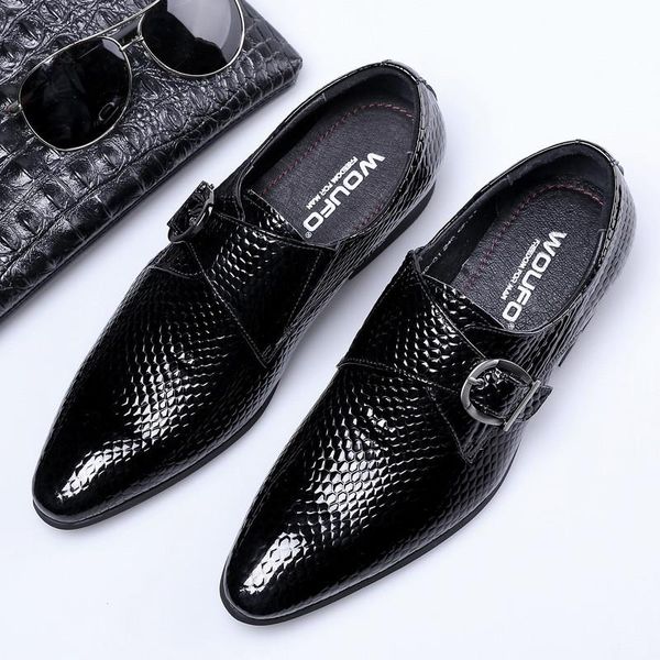 european and american patent leather snake print pointed toe shoes, fashion buckle set foot business wedding shoes for me dress, Black
european and american patent leather snake print pointed toe shoes, fashion buckle set foot business wedding shoes for me dress, Black