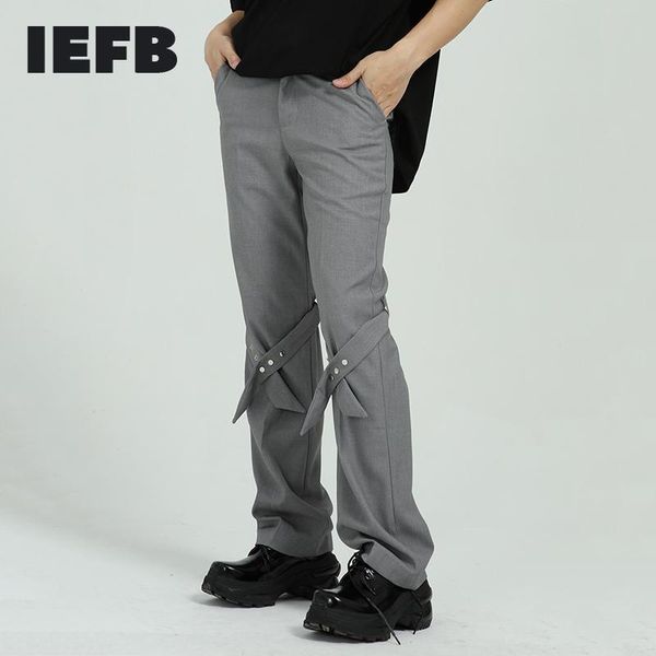 men's clothing 2021 spring high street vibe style casual suit pants leg strap bandage grey trousersfor male 9y6572 suits & blazers, White;black 
men's clothing 2021 spring high street vibe style casual suit pants leg strap bandage grey trousersfor male 9y6572 suits & blazers, White;black