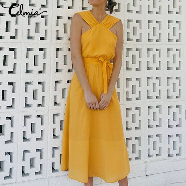 dresses celmia 2021 summer backless midi dress women high waist sleeveless beach sundress casual ruffle solid fashion long vestidos, Black;gray
dresses celmia 2021 summer backless midi dress women high waist sleeveless beach sundress casual ruffle solid fashion long vestidos, Black;gray