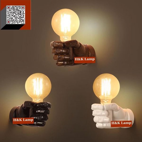resin fist art wall lamp retro