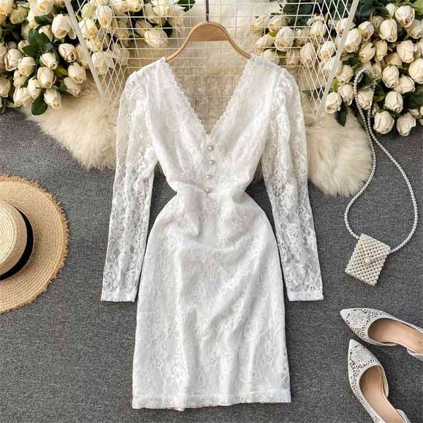 women's dress black white french style floral lace mini party v-neck hollow out long sleeve spring summer 210603, Black;gray
women's dress black white french style floral lace mini party v-neck hollow out long sleeve spring summer 210603, Black;gray