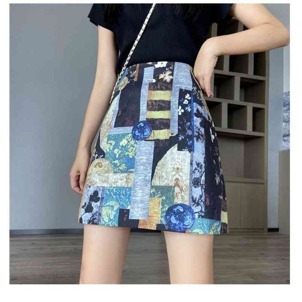 women's skirts retro casual chic painting print faldas high waist slim fit a-line summer autumn fashion bodycon zip jupe 210507, Black
women's skirts retro casual chic painting print faldas high waist slim fit a-line summer autumn fashion bodycon zip jupe 210507, Black