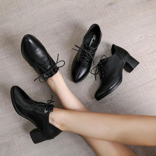 dress shoes temperament small round head work autumn 2021 comfortable medium thick heel fashion leather single, Black
dress shoes temperament small round head work autumn 2021 comfortable medium thick heel fashion leather single, Black