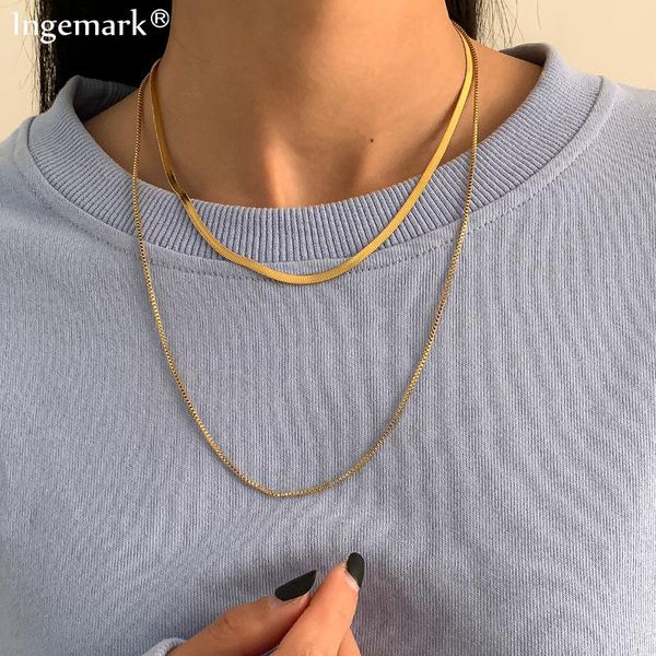 2pcs/set flat blade snake chain necklace fashion statement smooth street link aesthetic jewelry neck accessories chokers, Golden;silver
2pcs/set flat blade snake chain necklace fashion statement smooth street link aesthetic jewelry neck accessories chokers, Golden;silver