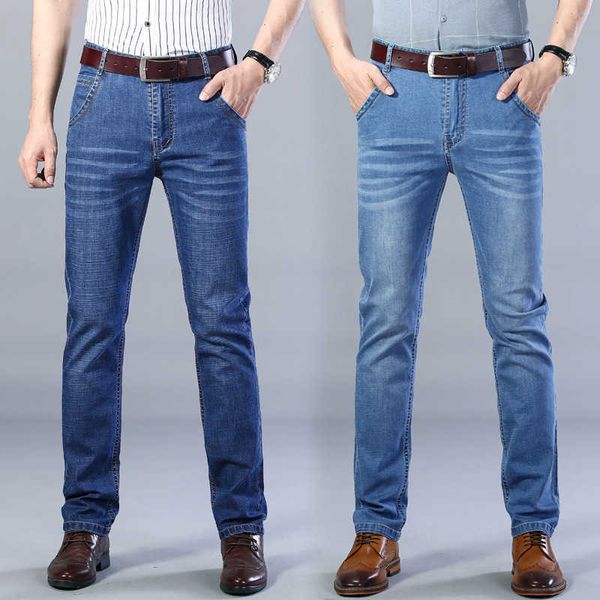 summer men's middle-aged thin stretch jeans men's loose straight pants dad busins, Blue
summer men's middle-aged thin stretch jeans men's loose straight pants dad busins, Blue
