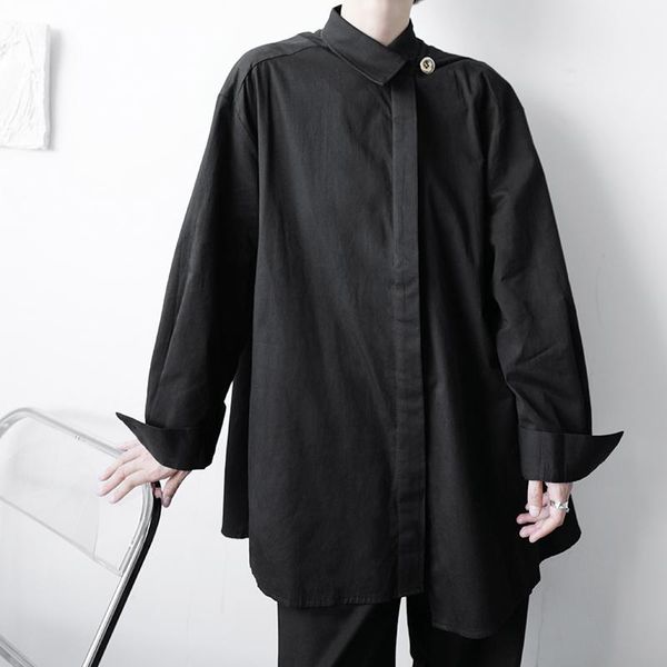 men's casual shirts man party shirt asymmetry design loose long sleeve harajuku streetwear korean style oversize, White;black
men's casual shirts man party shirt asymmetry design loose long sleeve harajuku streetwear korean style oversize, White;black