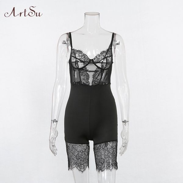 2011ArtSu Lace Spaghetti Strap Combination Jumpsuit Mesh Lace Playsuit Straps Sexy Sleeveless Jumpsuits One Piece Outfits ASJU60596, Black
2011ArtSu Lace Spaghetti Strap Combination Jumpsuit Mesh Lace Playsuit Straps Sexy Sleeveless Jumpsuits One Piece Outfits ASJU60596, Black