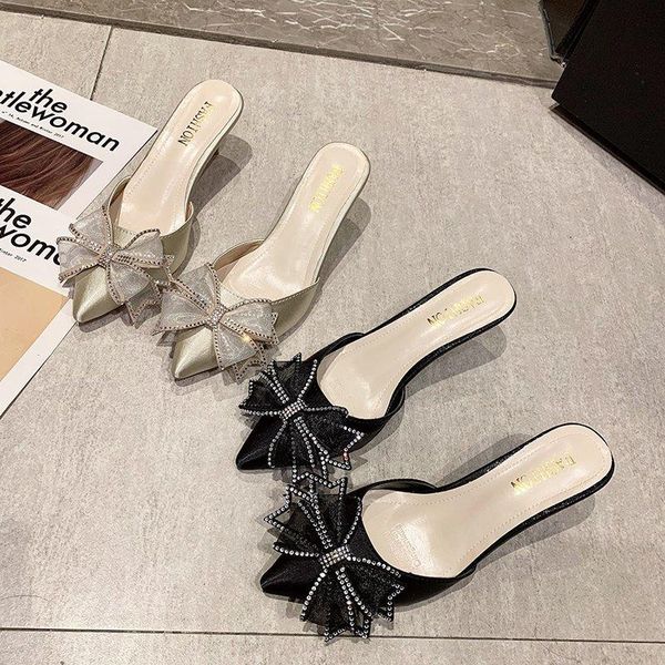 pointy toe thin heel slippers women bowknot crystal sandals summer formal dress, Black
pointy toe thin heel slippers women bowknot crystal sandals summer formal dress, Black