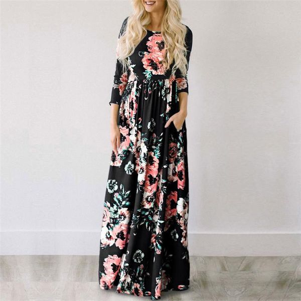 casual dresses dress women summer floral print long crew neck boho party lady, Black;gray
casual dresses dress women summer floral print long crew neck boho party lady, Black;gray