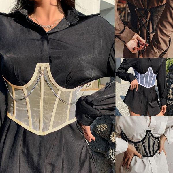 belts gothic punk metal chain corset for mall, vintage harajuku style high waist transparent mesh corsets, shaper, 2021, Black;brown
belts gothic punk metal chain corset for mall, vintage harajuku style high waist transparent mesh corsets, shaper, 2021, Black;brown