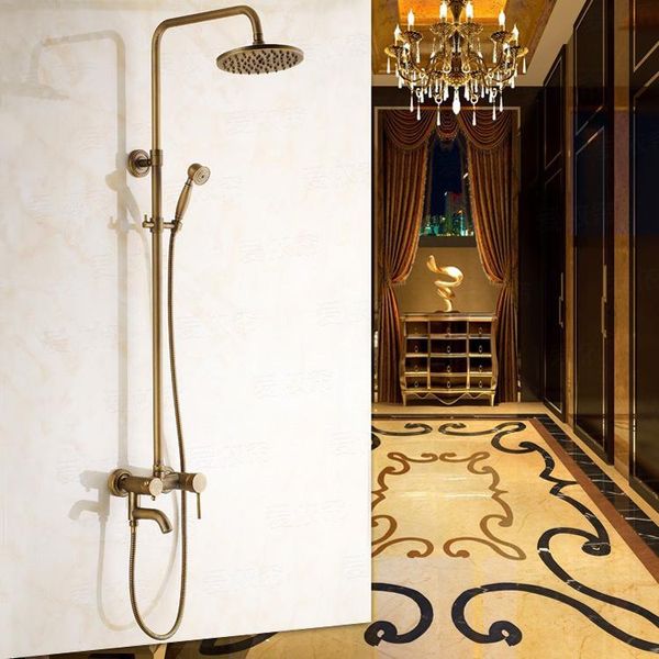 bathroom shower sets wall mounted mixer valve rainfall antique brass faucet complete + 8" head hand hose
bathroom shower sets wall mounted mixer valve rainfall antique brass faucet complete + 8" head hand hose