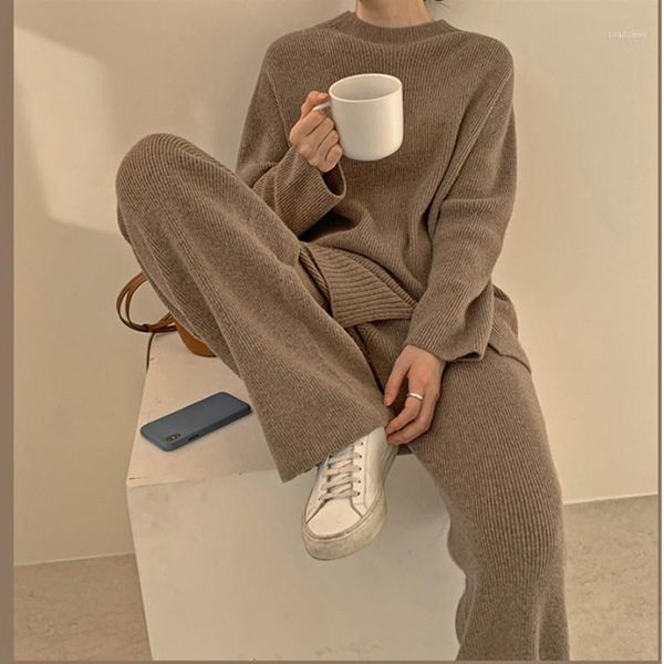 women's two piece pants 2021 autumn winter knitted sweater straight leg wide-leg sets women thicken warm korean fashion two-piece suit, White
women's two piece pants 2021 autumn winter knitted sweater straight leg wide-leg sets women thicken warm korean fashion two-piece suit, White