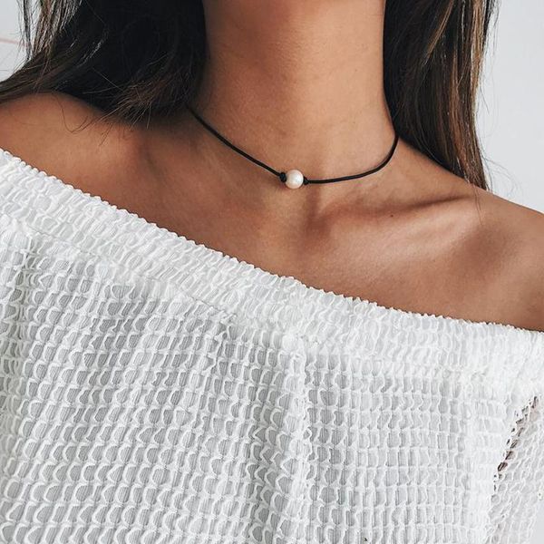 one single pearl choker necklace for women black cotton string adjustable three dainty goth simple chokers, Golden;silver
one single pearl choker necklace for women black cotton string adjustable three dainty goth simple chokers, Golden;silver