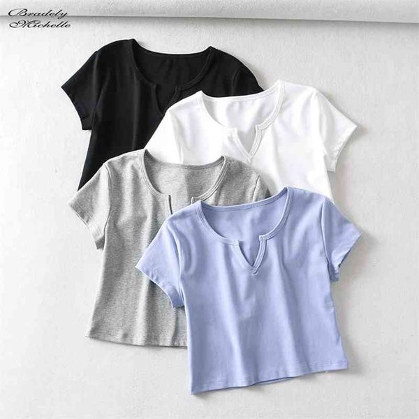 bradely michelle summer women casual basic crop high-quality elastic solid cotton short sleeve v-neck harajuku t shirt 210324, White
bradely michelle summer women casual basic crop high-quality elastic solid cotton short sleeve v-neck harajuku t shirt 210324, White