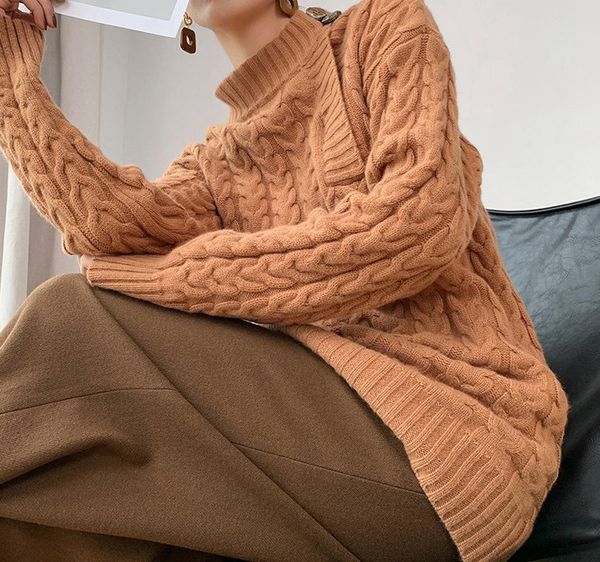 sweater mid-length long-sleeved turtleneck pullover cable flower wild fashion retro solid color b0mn, White;black
sweater mid-length long-sleeved turtleneck pullover cable flower wild fashion retro solid color b0mn, White;black