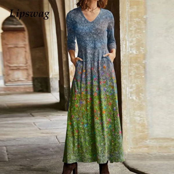 women floral print gradient vintage long dress 2021 fashion v-neck maxi dress ladies elegant long sleeves loose party dresshigh quality, Black;gray
women floral print gradient vintage long dress 2021 fashion v-neck maxi dress ladies elegant long sleeves loose party dresshigh quality, Black;gray