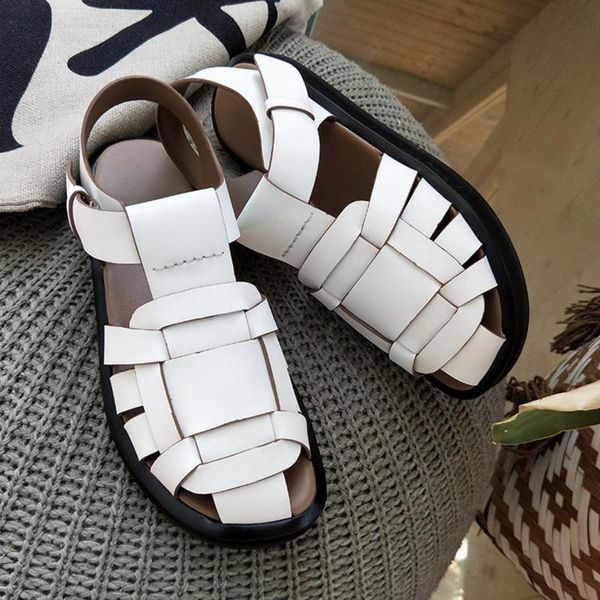covered round toe white leather sandals flat heel vintage bohemian beach shoes women's summer cut-out strappy sandalias, Black
covered round toe white leather sandals flat heel vintage bohemian beach shoes women's summer cut-out strappy sandalias, Black