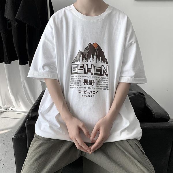 men's t-shirts short-sleeved for men and women in summer harajuku japanese trend with oversized loose half-sleeved, White;black
men's t-shirts short-sleeved for men and women in summer harajuku japanese trend with oversized loose half-sleeved, White;black
