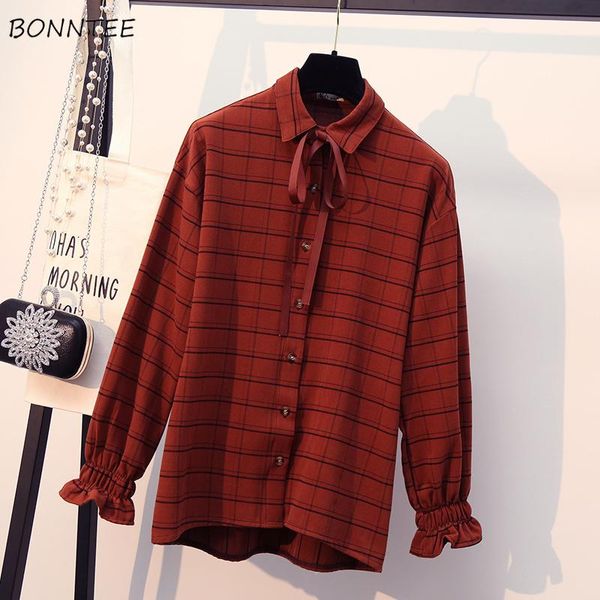 women's blouses & shirts women school students elegant temperament bow plaid womens shirt korean style turn-down collar lantern sleeve, White
women's blouses & shirts women school students elegant temperament bow plaid womens shirt korean style turn-down collar lantern sleeve, White