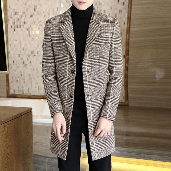 fall/winter wool coat men's mid-length slim-fit woolen trench coat british style coats, Black
fall/winter wool coat men's mid-length slim-fit woolen trench coat british style coats, Black