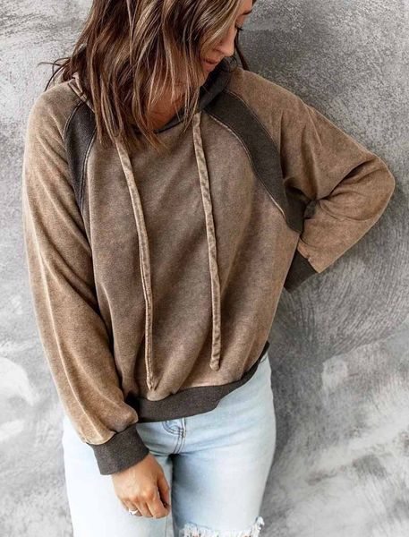 autumn and winter stitched sweater women's casual loose shoulder hooded long sleeve pullover top, Blue;black
autumn and winter stitched sweater women's casual loose shoulder hooded long sleeve pullover top, Blue;black