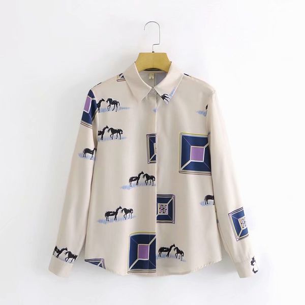 2021 new fashion women's simple casual french blue pony print long sleeve shirt size s, White
2021 new fashion women's simple casual french blue pony print long sleeve shirt size s, White
