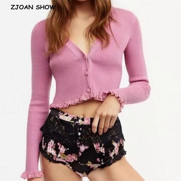 aa spliced lace wood ears open buttons v neck long sleeve sweater women knitted tight cardigan slim cropped 210429, White;black
aa spliced lace wood ears open buttons v neck long sleeve sweater women knitted tight cardigan slim cropped 210429, White;black