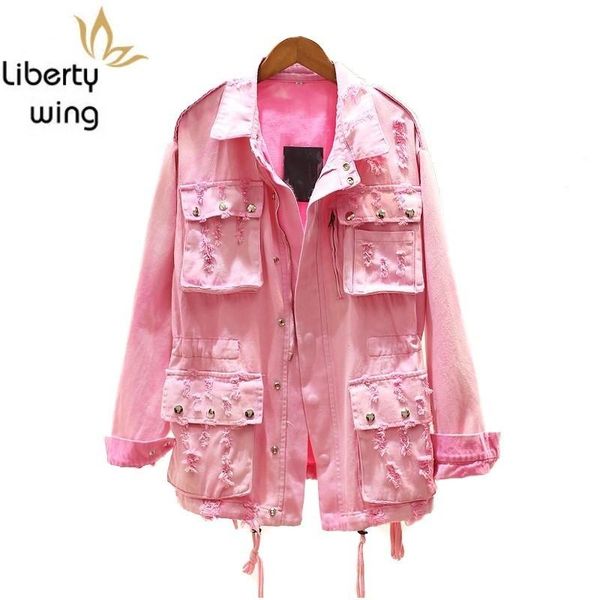 women's jackets sweet pink girl autumn denim coat female big pockets zip loose fit casual womens jeans jacket ripped chaqueta mujer, Black;brown
women's jackets sweet pink girl autumn denim coat female big pockets zip loose fit casual womens jeans jacket ripped chaqueta mujer, Black;brown