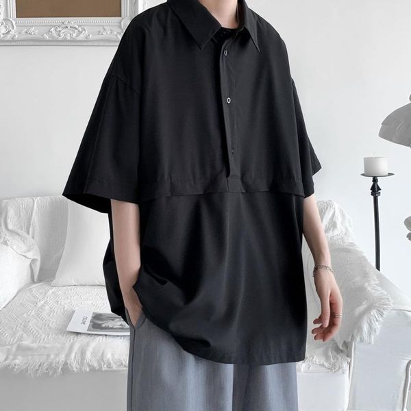 men's casual shirts summer ice silk men shirt solid color short sleeve for loose chic korean style women blouse, White;black
men's casual shirts summer ice silk men shirt solid color short sleeve for loose chic korean style women blouse, White;black