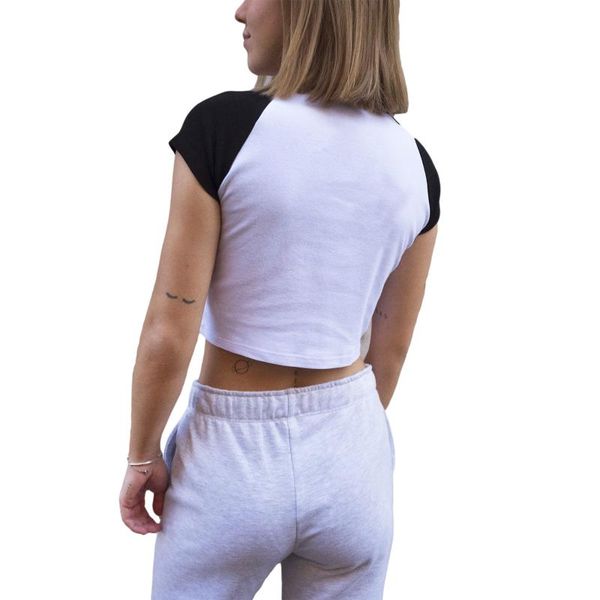 women's t-shirt summer women simplicity crop adults casual color block short sleeve round neck exposed navel slim, White
women's t-shirt summer women simplicity crop adults casual color block short sleeve round neck exposed navel slim, White