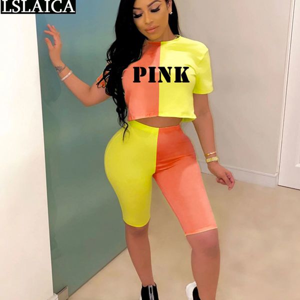two piece outfits for women letter print tshirt&short pants colorblock 2 set summer fitness knit 210520, White
two piece outfits for women letter print tshirt&short pants colorblock 2 set summer fitness knit 210520, White