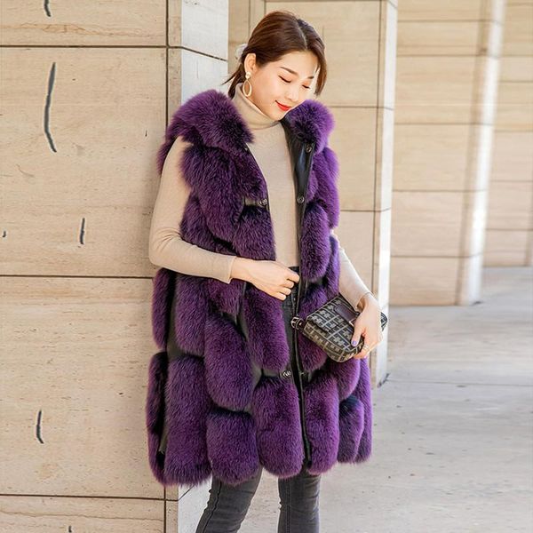 women's fur & faux fursarcar 2021 90cm long winter coat fashion vest whole skin natural waistcoat genuine jacket with hood, Black
women's fur & faux fursarcar 2021 90cm long winter coat fashion vest whole skin natural waistcoat genuine jacket with hood, Black