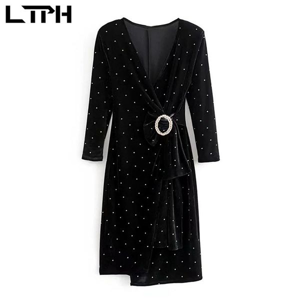 ltph french vintage women dress dot print v-neck velvet diamond buckle wrapped slim elegant short dresses spring 210423, Black;gray
ltph french vintage women dress dot print v-neck velvet diamond buckle wrapped slim elegant short dresses spring 210423, Black;gray