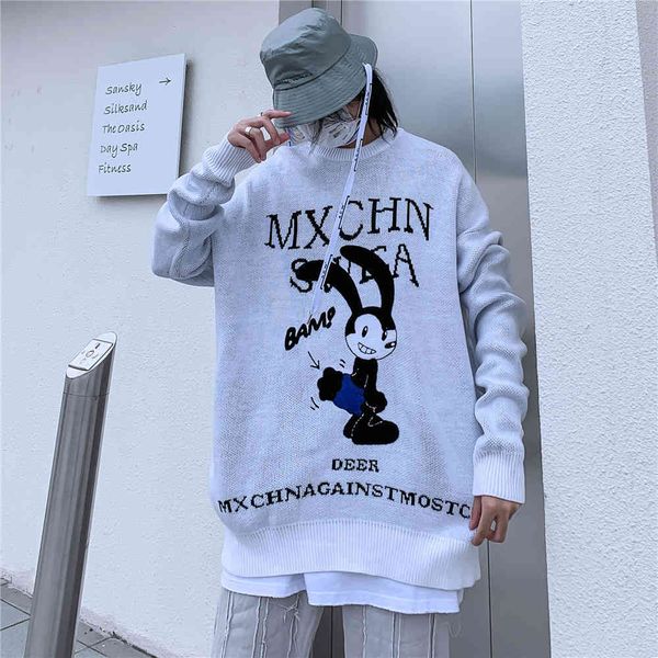 sweaters fashion knit cartoon jacquard sweater men's brand bf lazy street trend loose round neck pullover, White;black
sweaters fashion knit cartoon jacquard sweater men's brand bf lazy street trend loose round neck pullover, White;black