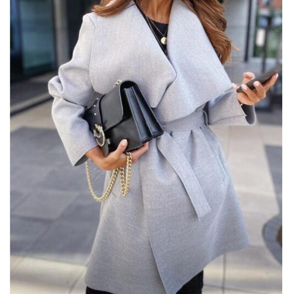 women's wool & blends women elegant mid-length solid bandage trench coat long sleeve loose cardigan lapel fashion minimalism female aut, Black
women's wool & blends women elegant mid-length solid bandage trench coat long sleeve loose cardigan lapel fashion minimalism female aut, Black