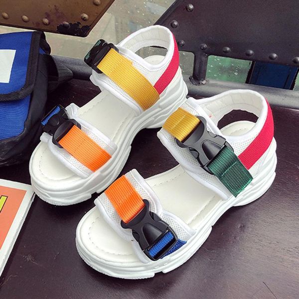 sandals woman shoes mixed colors mid heel buckle strap round toe wedges large size creativity women summer, Black
sandals woman shoes mixed colors mid heel buckle strap round toe wedges large size creativity women summer, Black