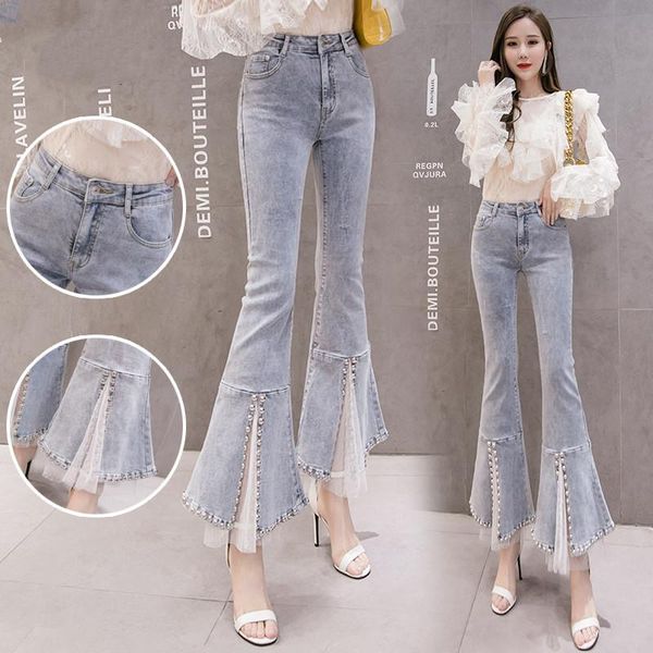 women's jeans woman high waist skinny flare pants 2021 fashion solid mesh-patchwork embroidered flares office lady ankle-length, Blue
women's jeans woman high waist skinny flare pants 2021 fashion solid mesh-patchwork embroidered flares office lady ankle-length, Blue