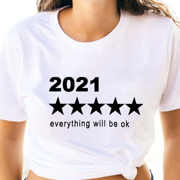 women's t-shirt 2021 everything will be ok 100%cotton printed women tshirt summer o-neck pullovers short sleeve year t shirts, White
women's t-shirt 2021 everything will be ok 100%cotton printed women tshirt summer o-neck pullovers short sleeve year t shirts, White