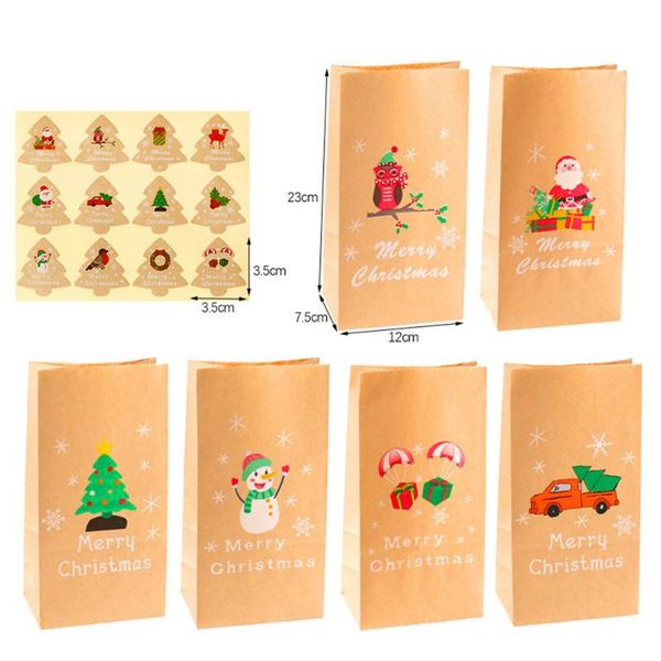 gift wrap 6pcs kraft paper christmas bag merry wrapping baking candy with sticker packaging bags
gift wrap 6pcs kraft paper christmas bag merry wrapping baking candy with sticker packaging bags