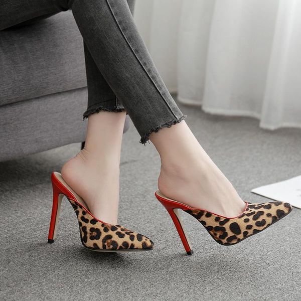 women's shoes leopard sandals pointed fine high heel slippers fd115-25 for girls, Black
women's shoes leopard sandals pointed fine high heel slippers fd115-25 for girls, Black